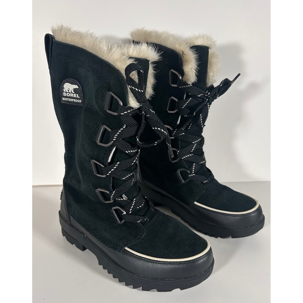 Sorel Tivoli High II Winter Boots Women's Size 8 Black Leather Waterproof